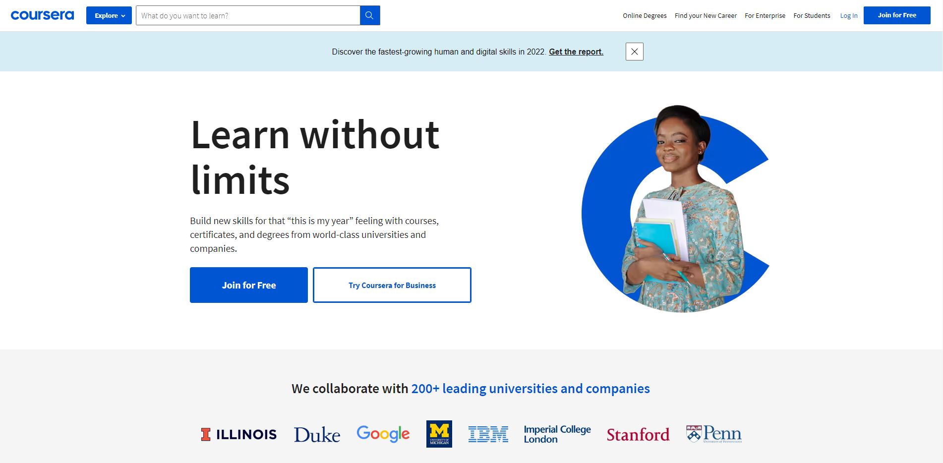 Coursera landing page