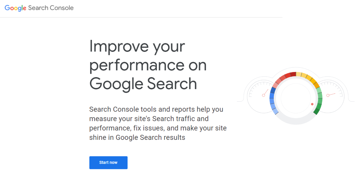 Google Search Console landing page