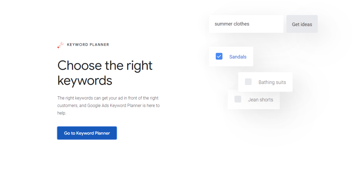 Keyword Planner landing page