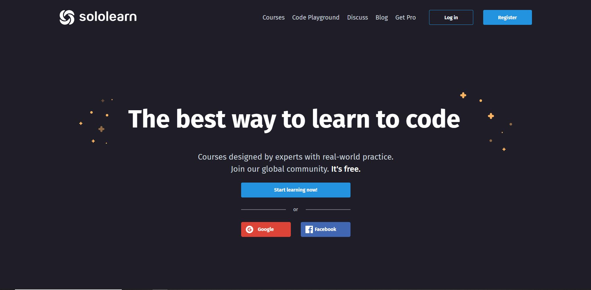 Sololearn landing page