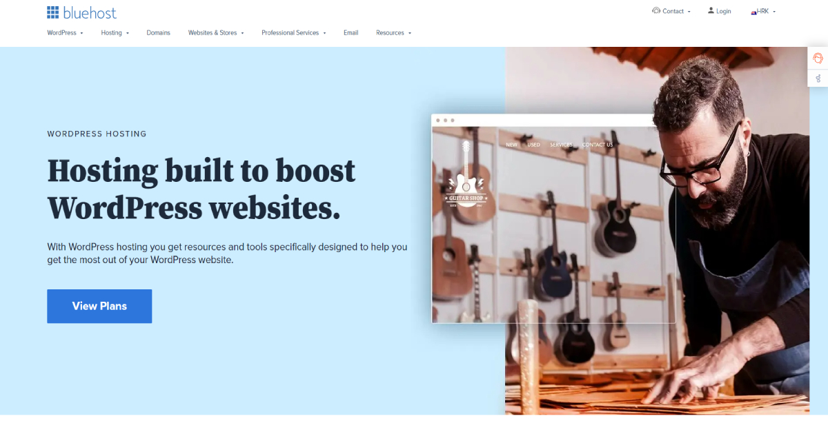 Bluehost landing page layout