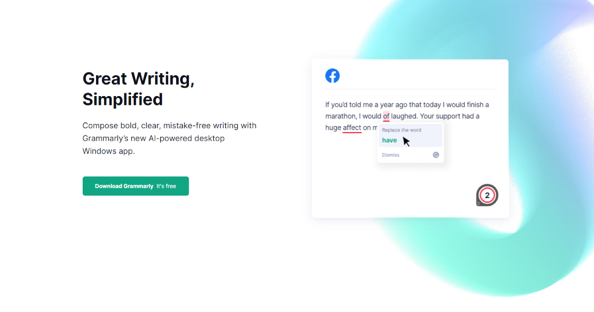 Grammarly landing page