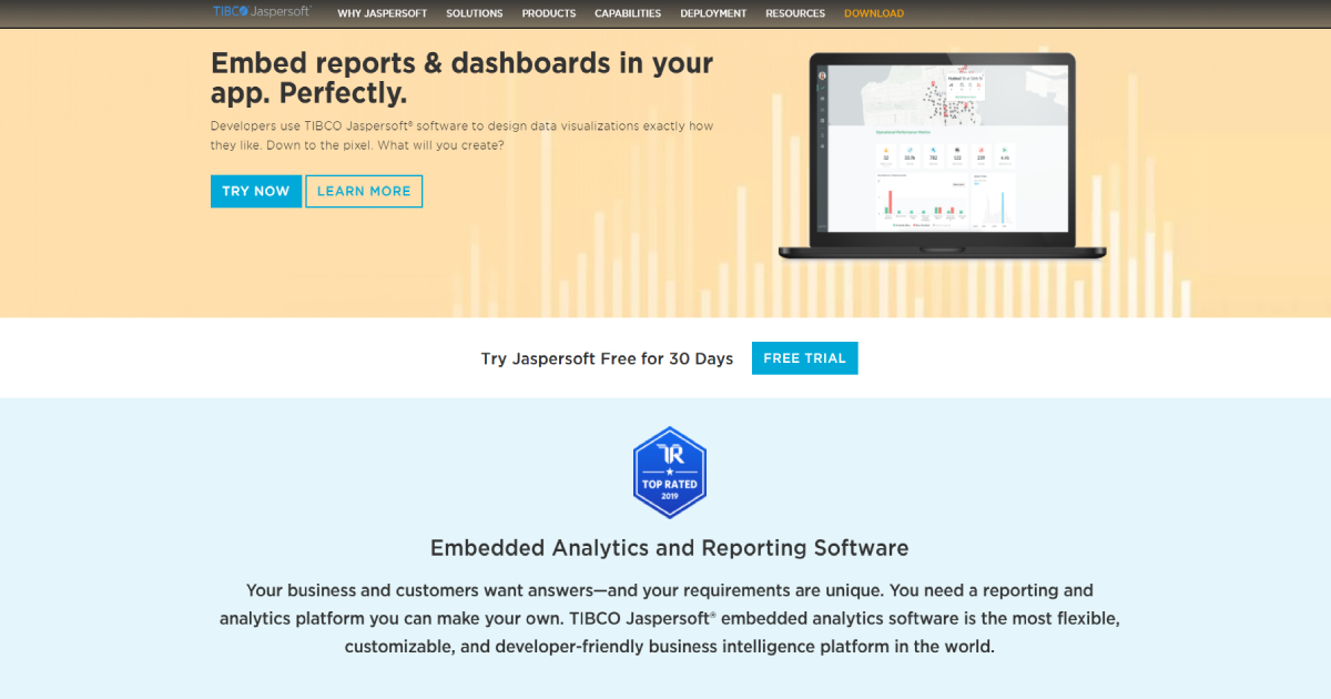 Jaspersoft landing page