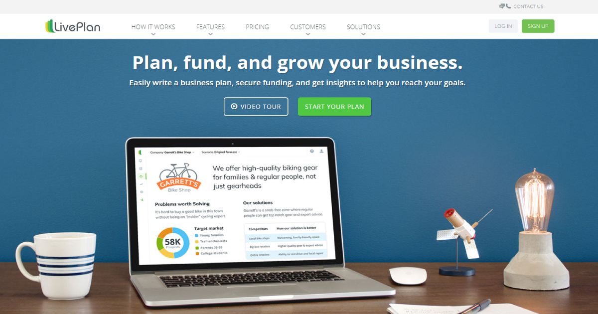 LivePlan landing page