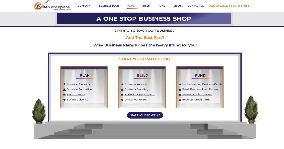 Wise Business Plans landing page