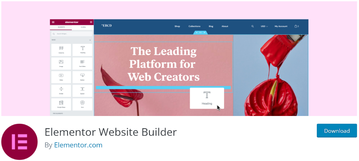 Elementor Website Builder plugin page