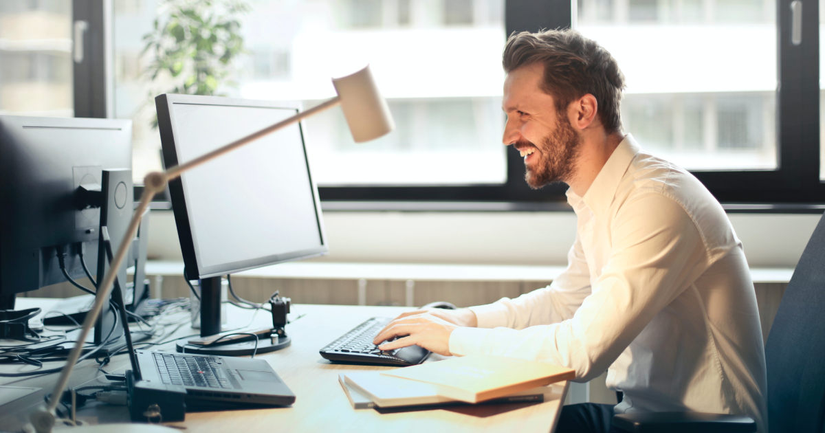 Man working on PC