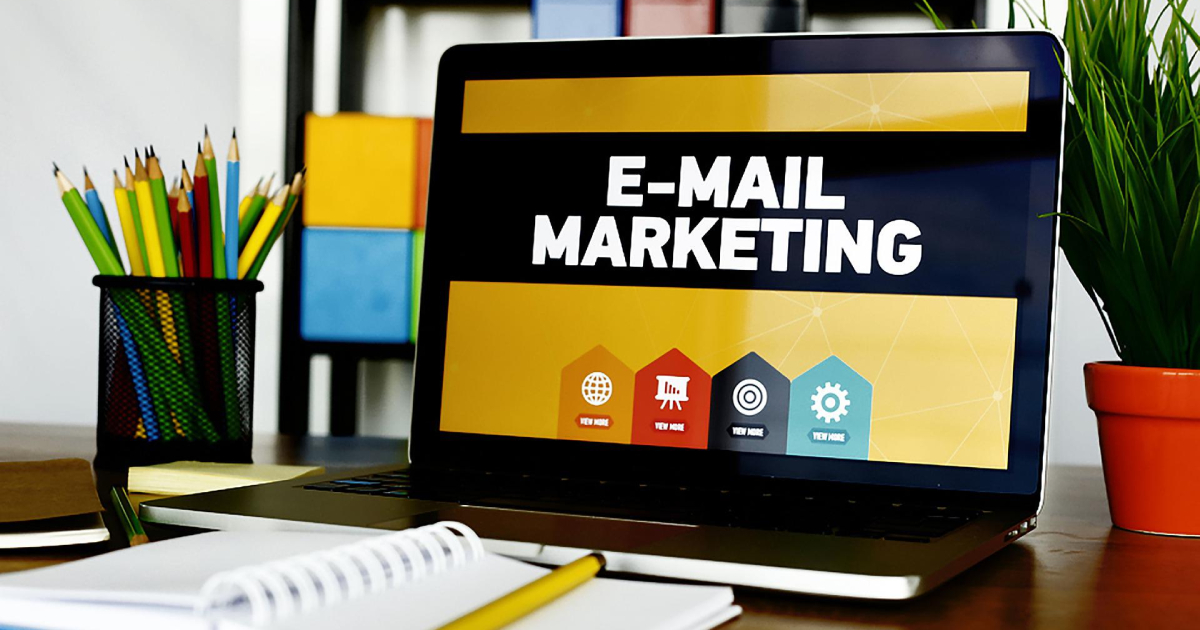 E-mail marketing written on laptop screen
