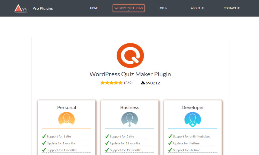 WordPress Quiz Maker plugin