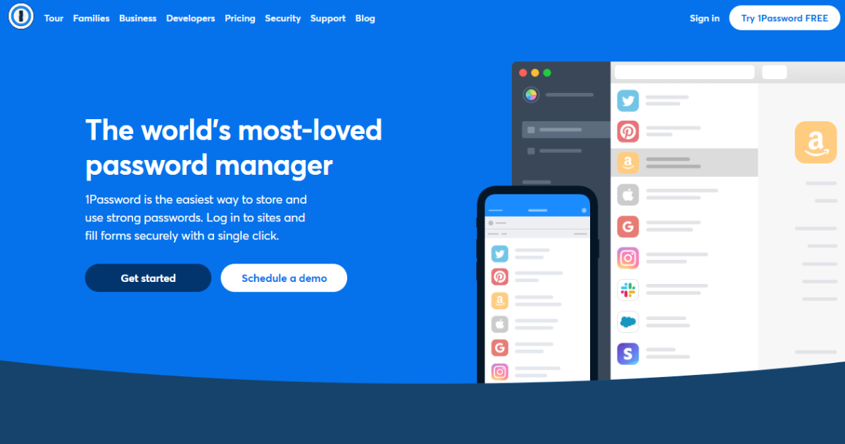 1Password landing page