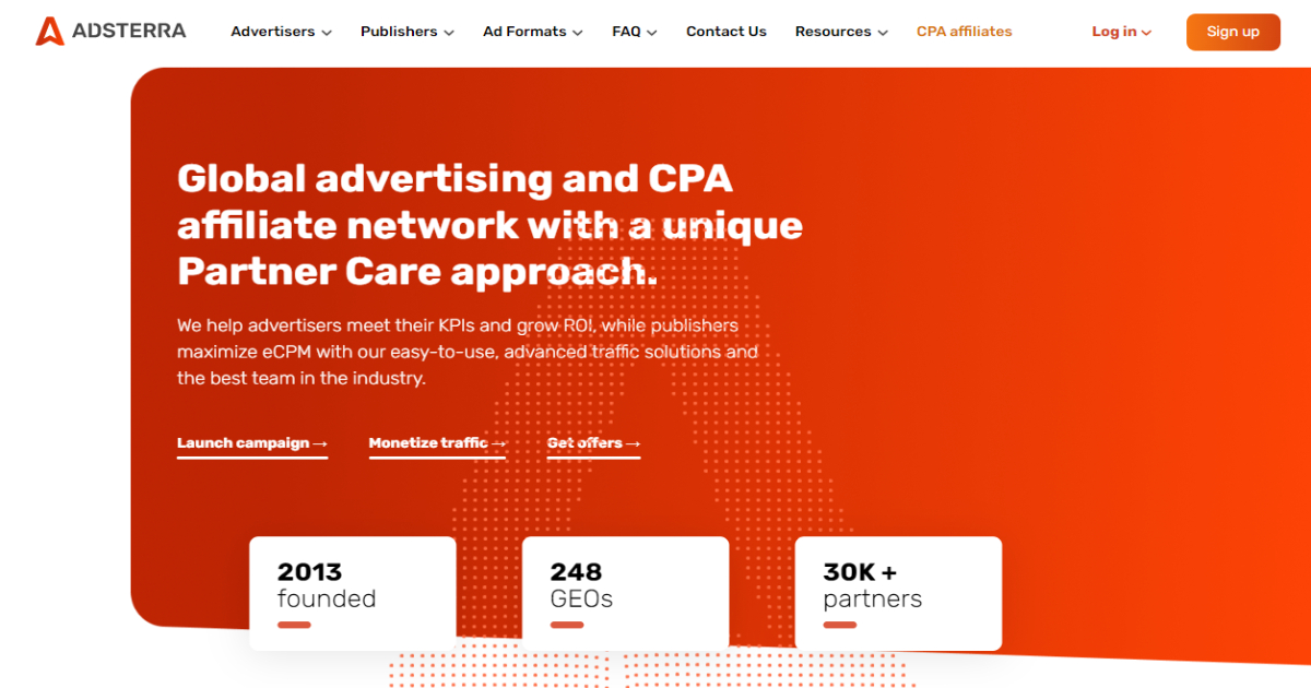 Adsterra landing page