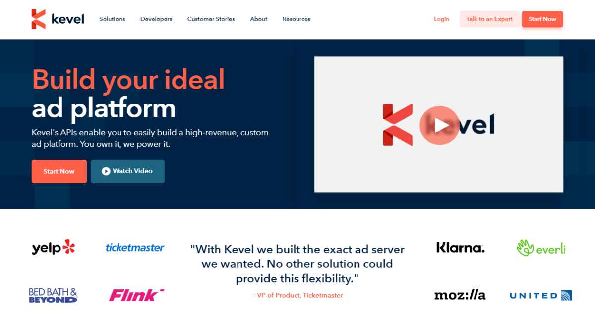 Kevel landing page