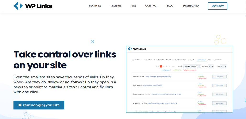 WP Links landing page