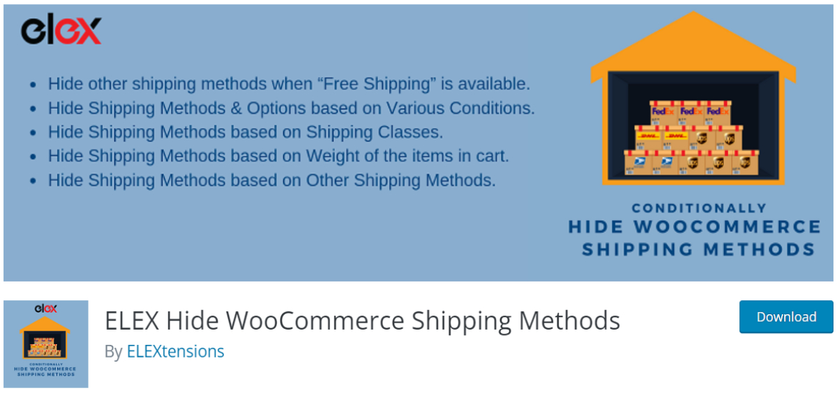 ELEX Hide WooCommerce Shipping Methods