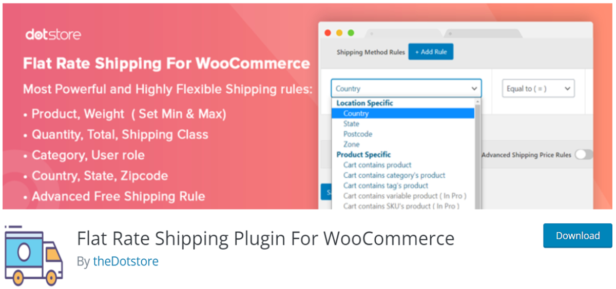 Flat Rate Shipping plugin page