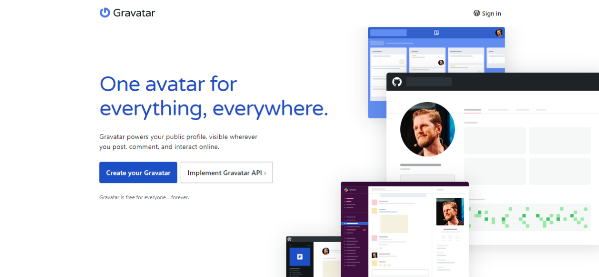 Gravatar landing page