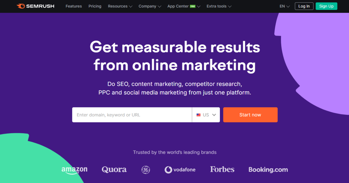 Semrush landing page