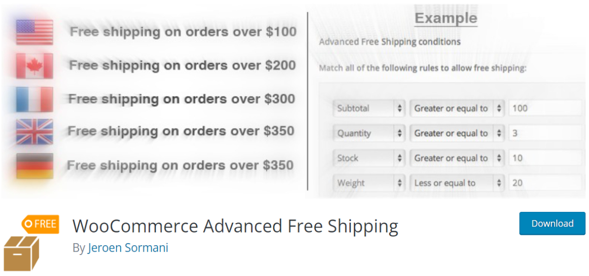 WooCommerce Advanced Free Shipping plugin page