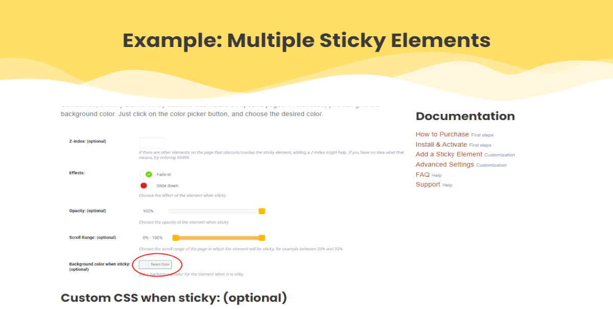 WP Sticky multiple elements example