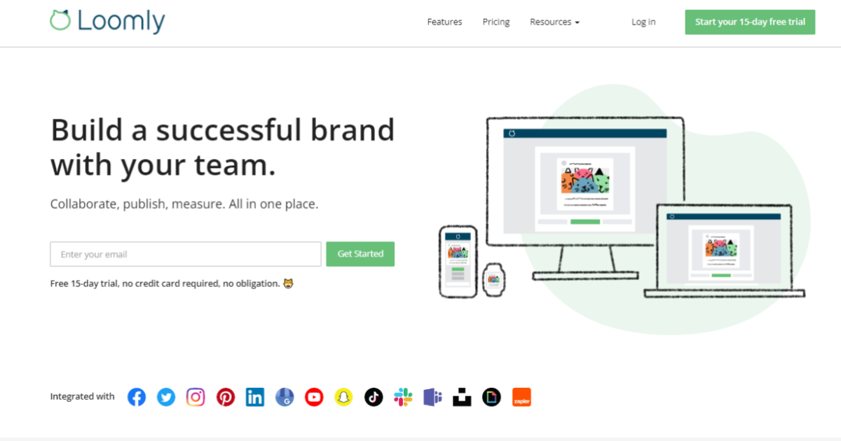 Loomly landing page