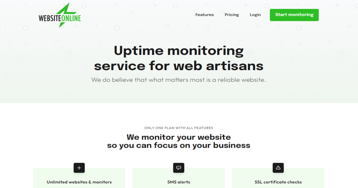 My Website is Online landing page