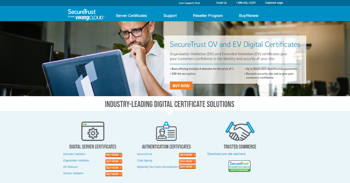 SecureTrust landing page