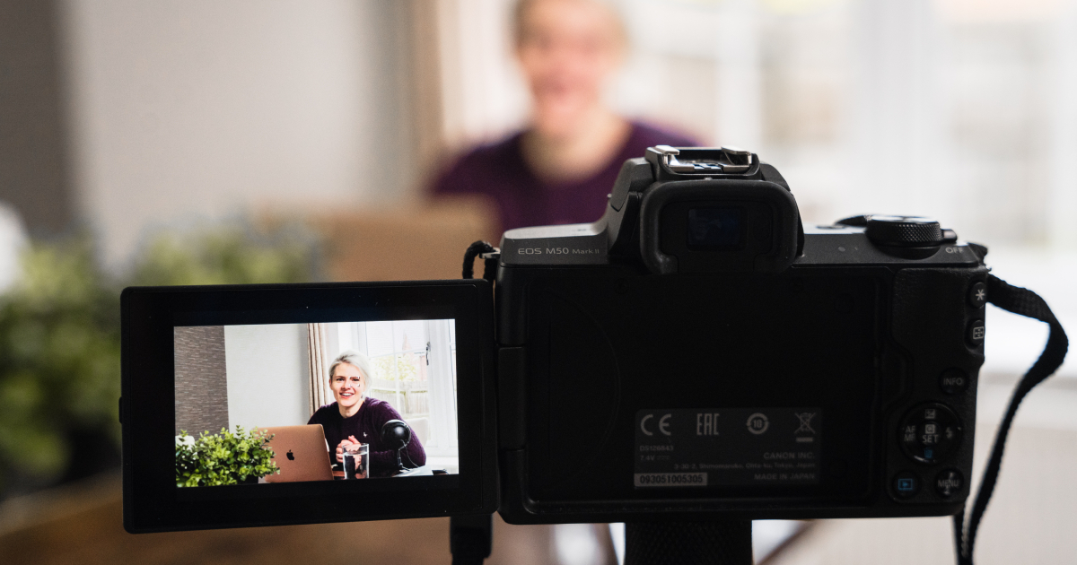 Woman recording herself