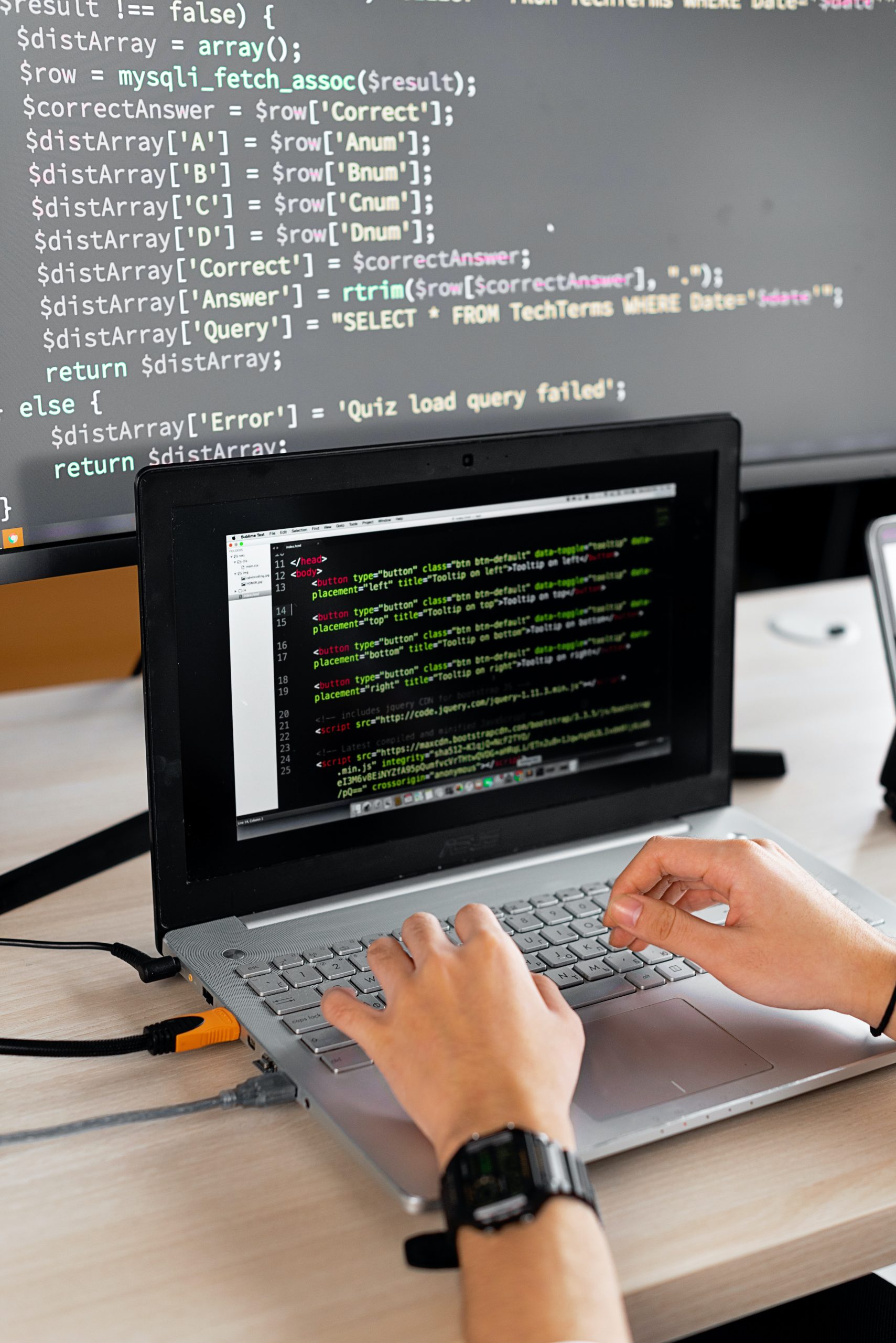 debugging code on laptop